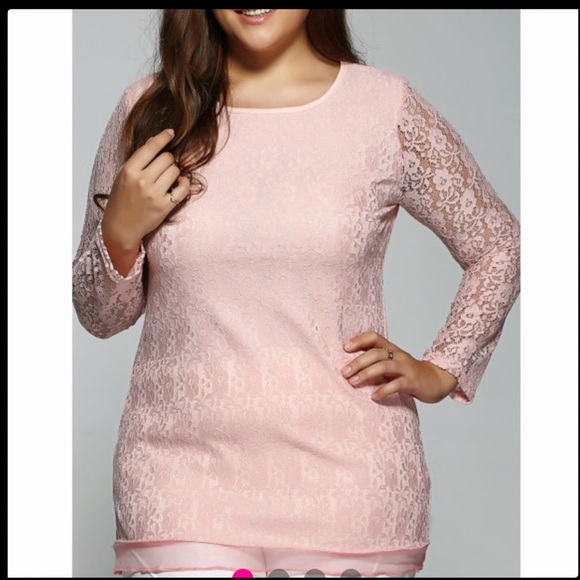 pink lace blouse plus size